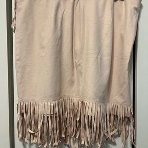 1. State Mini Skirt with Fringe Hem - Light Pink